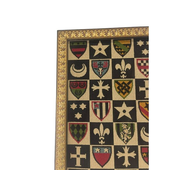 Medieval Heraldry Shield Needpoint Vintage, Framed - Picture 8 of 9